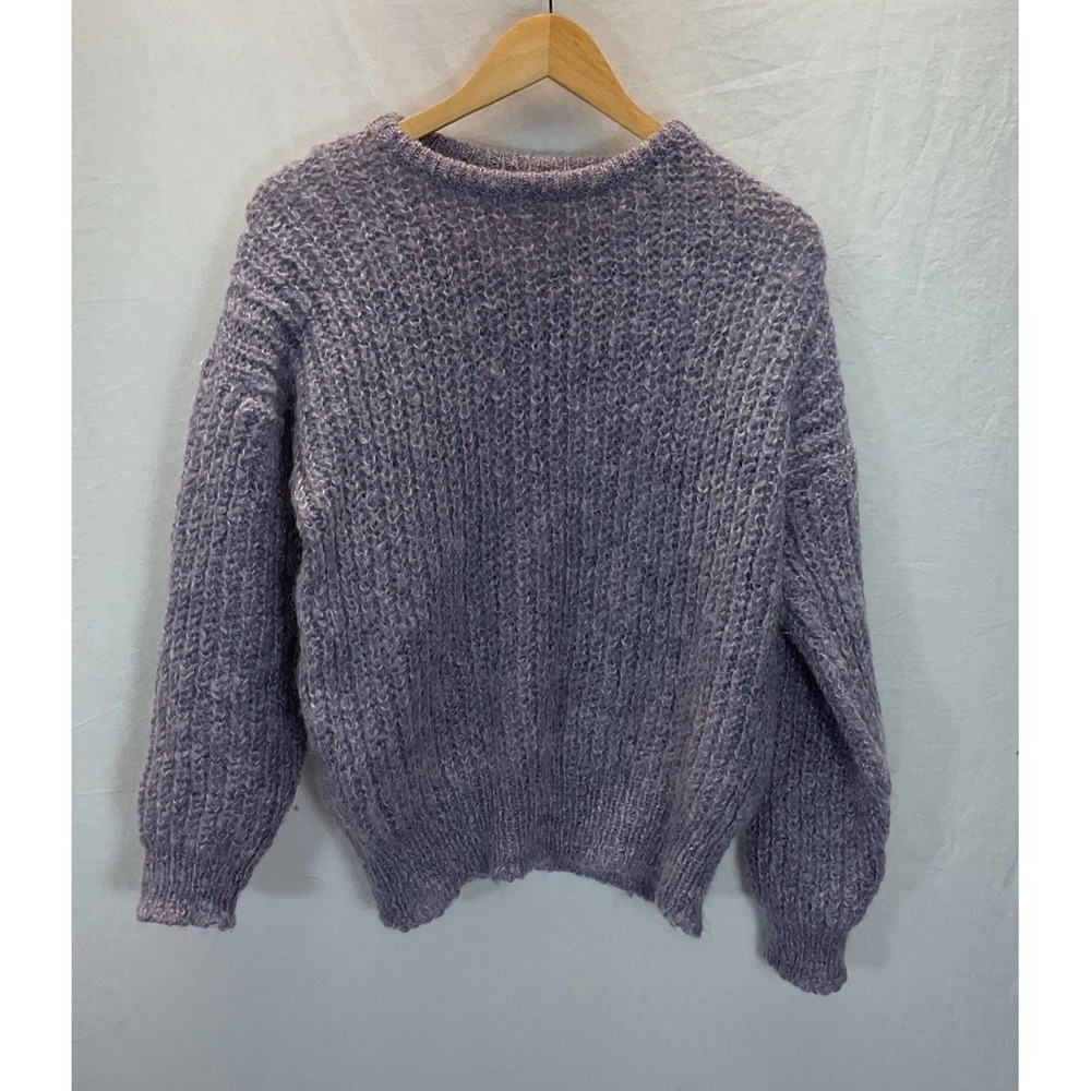 VTG Mohair 90s St Michael purple crew neck fuzzy‎ pullover size 14 UK made 42